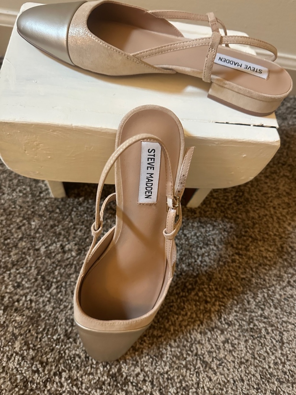 Steve Madden Beige and Metallic Nude  Slingback Flats Size 10